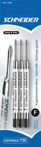 Schneider 77301 - Kugelschreibermine 735F 3-er, schwarz