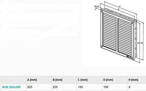 Edelstahl Lüftungsgitter – 205 x 205 mm – Abluftgitter – Schlitz-Gitter – Lamellengitter - 2