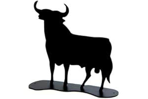 Figura replica del Toro Osborne, silueta de metal lacado, color negro tamaño grande 16 cm de base x 15 cm alto