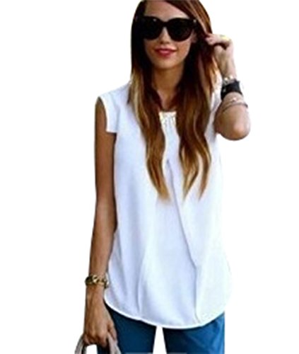 PZJ® Donne Camicetta, T-Shirt Donna Donne Estivi Elegante Canotta Bianco Senza Maniche Camicetta Casual Tops Maglietta