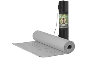 ASIA LED MJ FITNESS - Tappetino Antiscivolo Yoga Fitness in TPE Ecologico e Imbottito, 183cm x 80cm x 8mm, con Borsa e Attrezzo Elastico Multiuso per Ginnastica e Palestra