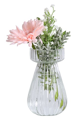 3er Set Glasvase Hyazinthenglas 14 cm Blumenvase Hyazinthen Tischvase Deko Vase Glas Windlicht Teelicht Kerzenglas (3er Set Klar) - 3