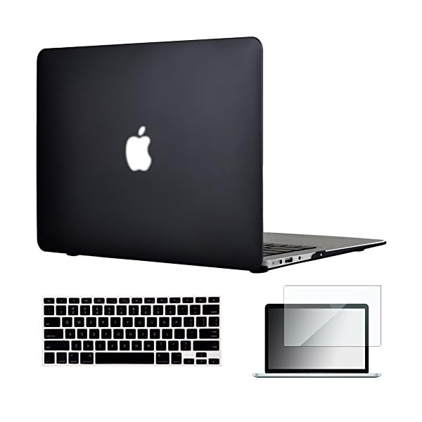 TOPIDEAL compatible with 3 in 1 Rubberized Matte Silky-Smooth Satins Soft-Touch Hard Shell Case Cover for 13-inch MacBook Air 13.3" (Model: A1369 and A1466) + Keyboard Cover + Screen Protector