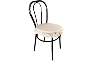 Russo Tessuti Coppia CUSCINI Sedie Cucina Coprisedia IMBOTTITI ROTONDI TINTA UNITA Elastico -Panna