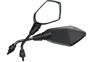 Mota Espejos laterales universales de fibra de carbono para motocicleta Quad Scooter Varilla roscada M10 Espejo negro