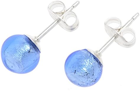 Amanti Venezia Sterling Silver Sapphire Murano Stud Earrings