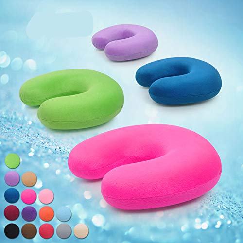 Taihang Sieste de bureau à double usage cou oreiller en forme de u lent rebond mémoire oreiller cervical en coton va vendre cadeau santé oreiller (Color : Pink)