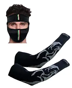 QUEERY Unisex Fingerless Cotton Arm Sleeves, Protection Sleeves from Sun Tanning for Driving, Biking, Cycling For Men & Women (Black)