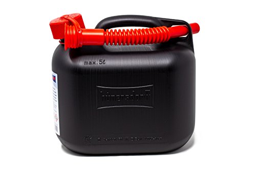 Hünersdorff Bidon de Carburant 5 l Noir Fabriqué en Allemagne Certifié TÜV pour Essence et Diesel E10 avec Bouchon de sécurité et Bec verseur