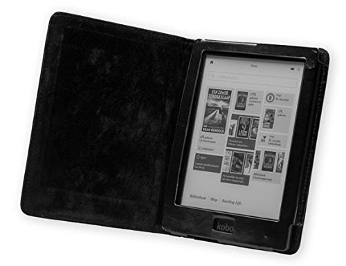 Die original GeckoCovers Luxus Kobo Aura HD Hülle Case Tasche Cover mit auto ‚wake-up/sleep‘ Funktion in der Farbe – Im praktischen Buchstyle und Magnetverschluss (Kobo Aura Echtleder schwarz) - 2