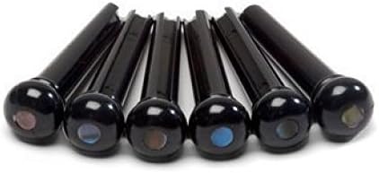 Pack of 6 Bridge Pins for Acoustic Guitar (Black with Shell inlay)
