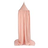 KING DO WAY Betthimmel Deko Baldachin aus Leinwand , Bett-Überdachung für Baby-Kind-zelte aus Cotton Canvas,Mückennetz Moskitonetz Insekten-Malaria Schutz,Hohe 240cm,Rosa - 6