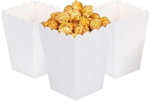 We Moment Zone 24pcs White Popcorn Boxes Mini Paper Popcorn Containers for Party
