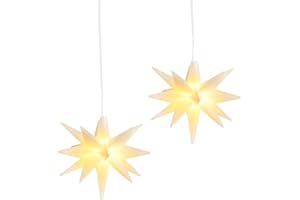 IC Winterworld 2er Set Weihnachtsstern ca. Ø 12 cm im 3D Design beleuchtet zum Hängen | ideal als Fenster-Stern für innen und außen | aus robustem Kunststoff | batteriebetrieben | Timer