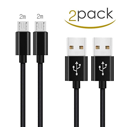 Cable Chargeur huawei p smart Mate 10 Lite  P10 lite  P9 lite P8 lite 2017 Y6  2017 2018 Cordon Cable Micro USB 1M 2M Fast Charge Rapide en Aluminium Interfaces pour Wiko jerry  freddy view xl sunset 2 pulp rainbow lite u feel lite robby  tommy 1 Zte blade v7 lite blade a610 plus-Noir 2 Pack
