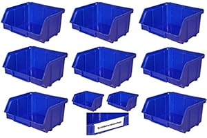 S&S-SHOP 192 cajas apilables, color azul, tamaño 1 (102 x 96 x 52 mm)