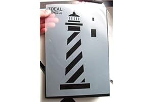 IDEAL STENCILS Nautisch Leuchtturm Schablone | Wiederverwendbar Nautisch Dekor Schablone | Wandfarbe Stoffe & Möbel - halb transparent Schablone, 25cm high