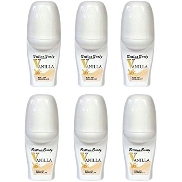 Bettina Barty Vanilla Roll-On Deodorant – 6 X 50 Ml, Parabenfrei & Alkoholfrei, Ganztägiger Schutz