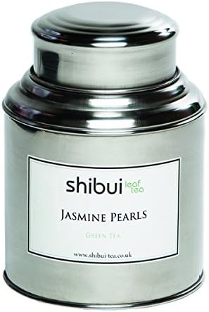 Shibui Tea - Jasmine Pearls Tea - 30 whole leaf pyramid tea bags - Green Tea - Stainless Steel Tea Caddy
