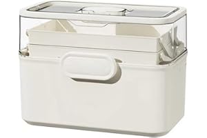 Sevitini Scatola medicinali, 3 Strati scatola per medicinali, Multifunzione Scatola porta medicine da casa, Organizer medicinali per pronto soccorso,medicinali,cosmetici, 28,5*17*15,5 cm (Bianco-01)