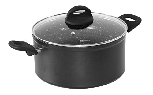 STONELINE 17796 Kochtopf 24 cm, Keramik-Beschichtung, induktionsgeeignet Topf, Aluminium, schwarz, 29.9 x 25.9 x 14.9 cm, 2 Einheiten