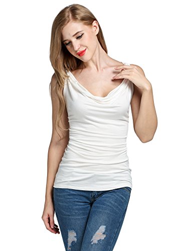 CRAVOG Blouse Vest Women Sleeveless Tank Tops Shirt Camisole Stretch Ladies Draped FR