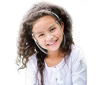 Joynest Kids or Childrens Anti Fogging New Version Safety Face Shield With Glasses - See Through Transparent Clear Face Mask Fashion Reusable Adjustable Shield for Kids (Face Shield - Kids)
