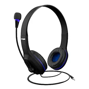 Digitek Wired Stereo Headphones with Mic | for Work from Home | E-Learning | Video Conferencing | Online Classes & Tele Calling (DHM-001), Black, 40mm