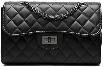 Lady Lingge Chain Bag Small Fragrance Handbags Fashion Wild Shoulder Messenger Bag Casual Bag,Black-26*8*17cm