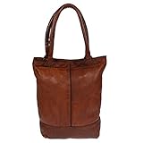 Hauptfach mit Reißverschluß Christian Wippermann Ledertasche Used Look mit Schlüßelmäppchen (Braun)