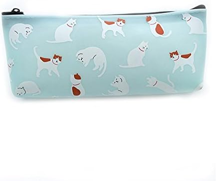 Lanaso Jelly Kitten Cat Pencil Case Pen Bag Coin Pouch Zipper Purse Cosmetic Makeup Tool Bag (Blue)