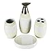 Produktbild mosa Fleurs - Bad Accessoire Set, 4-teilig, Keramik, Blumen, Seifenspender, Zahnputzbecher, Seifenschale, Zahnbürstenhalter in Beige, Schwarz oder Braun (Beige)