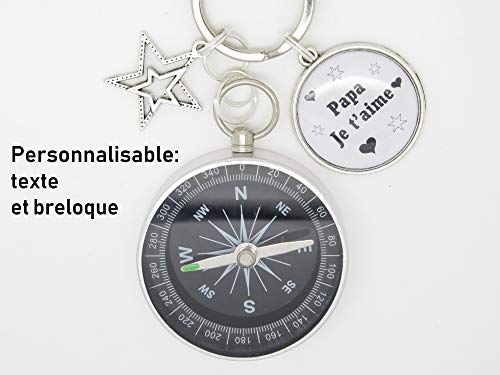 PORTE CLÉS BOUSSOLE PERSONNALISABLE CADEAU POUR UN PAPA, ami, frère aventurier, marin, sportif. F de Bm Créations
