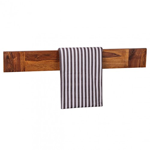 FineBuy Handtuchhalter Massivholz Sheesham 110 cm Wand-Regal Landhaus-Stil Bad-Zubehör Badezimmer-Möbel Natur-Produkt Badregal Design Handtuchständer Naturholz unbehandelt Badablage zum Aufhängen - 2