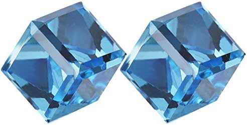 TTH Austrian Crystal Stud Earring [Water Cube, Aquamarine ] 18KGP Rhinestone