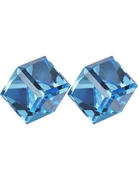 Damen Ohrringe Saphir Würfel Zirkonia mit Swarovski Kristall Mädchen Ohrstecker von Changeable