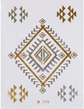 Gold Silver | Metallic Jewelry Flash Tattoo Stickers W-219, 8x10cm