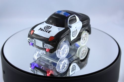 Preisvergleich Produktbild Beleuchteter Schwarzer Police Rennwagen Auto passend fùr Rennbahn Twister Tracks