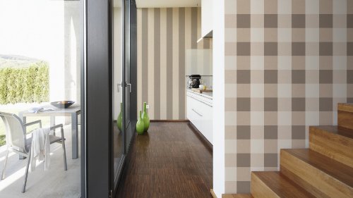 A.S. Création Vliestapete Elegance Tapete mit textilartiger Oberfläche kariert 10,05 m x 0,53 m beige creme Made in Germany 206336 2063-36 - 2