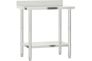 vidaXL Mesa Trabajo Cocina y salpicadero Acero Inoxidable 82,5x55x93cm