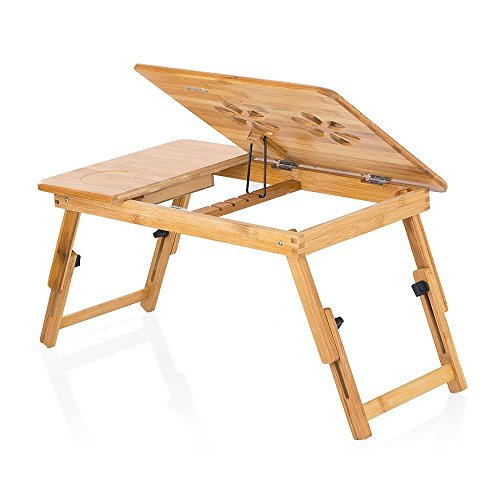 Bramley Power verstellbar Höhe Bambus tragbar faltbar Laptop Notebook Schreibtisch, Tablett Tisch, Bett Tisch mit Schublade - 5