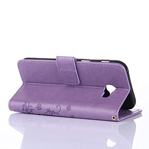 Samsung Galaxy A5 ( 2017 ) Hülle, Samsung Galaxy A5 ( 2017 ) Schutzhülle, Alfort 3 in 1 Lederhülle Fashion Design Premium PU Leder Hohe Qualität Tasche Case Cover Kasten Abdeckung Wallet für Samsung Galaxy A5 ( 2017 ) 5.2″ Smartphone Funktion Standfunktion Unterstützte Telefone und Magnetverschluss mit Schmetterling ( Helles Lila ) + Alfort Schwarz Stylus Pen - 4
