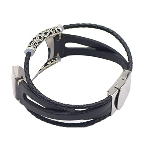 Preisvergleich Produktbild Fcostume Ersatz-Lederarmband Armband Für Fitbit Charge 3 (Schwarz)