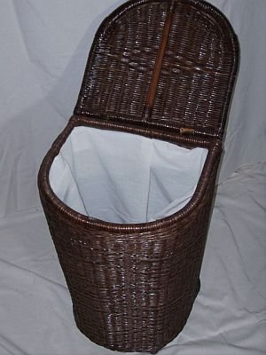 Wäschekorb aus Rattan dunkelbraun halbrund - 2