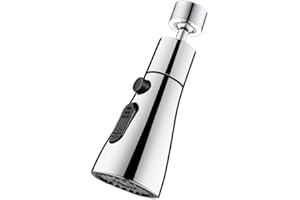 DmDoyy Douchette Evier Cuisine 360° Rotatif 3 Modes Avec Mousseur Robinet Anti-Éclaboussures - Embout Robinet Universel En Laiton, Adaptateurs Multi-Tailles Pour Évier De Cuisine