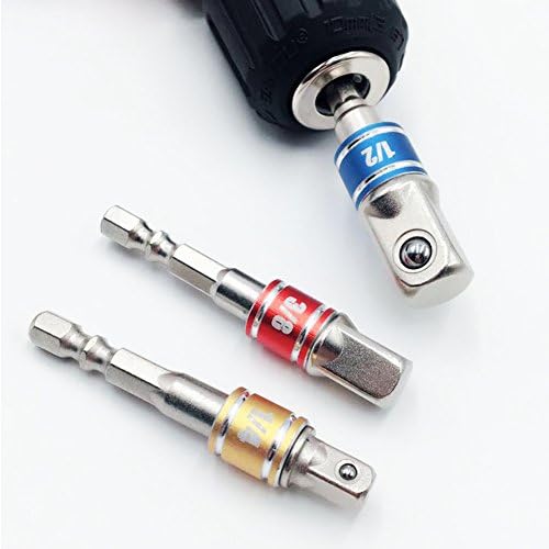 JTENG Impact Socket Adapter 3PCS 1/4" 3/8" 1/2" Socket Adapter Set Turns Power Drill Into High Speed Nut Driver.