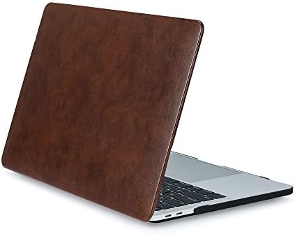 TJFEC PU Leather Coated Hard Case for 2016 Newest MacBook Pro 13 inch Retina Display A1706 and A1708 with/without Touch Bar and Touch ID - Brown