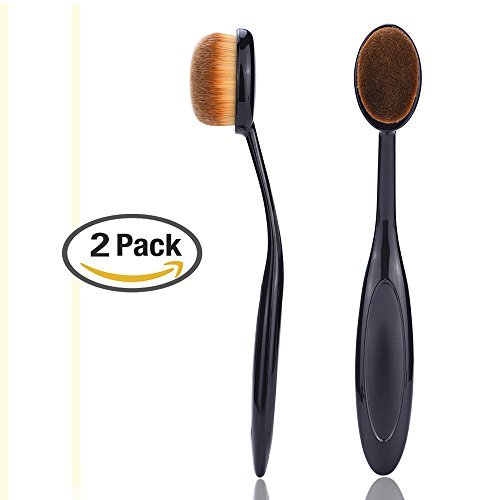 Mudder Cosmetic Makeup Brush Face Powder Blusher Toothbrush Curve Foundation Brush with Flexible Handle, 2 Pack