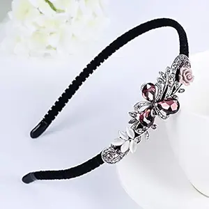 APSAMBR 1 PC Girls Prom Tiara Korean Shining Red Blue Gray Rhinestone Women Headband Flower Crown Butterfly Bow Festival Fantastic Hair Accessories Fascinator