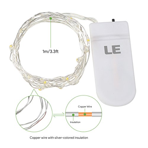 LE 20LEDs Lichterkette Kupfer Drahtlichterkette Warmweiß Batteriebetrieben Weihnachtsbeleuchtung (8er) - 3
